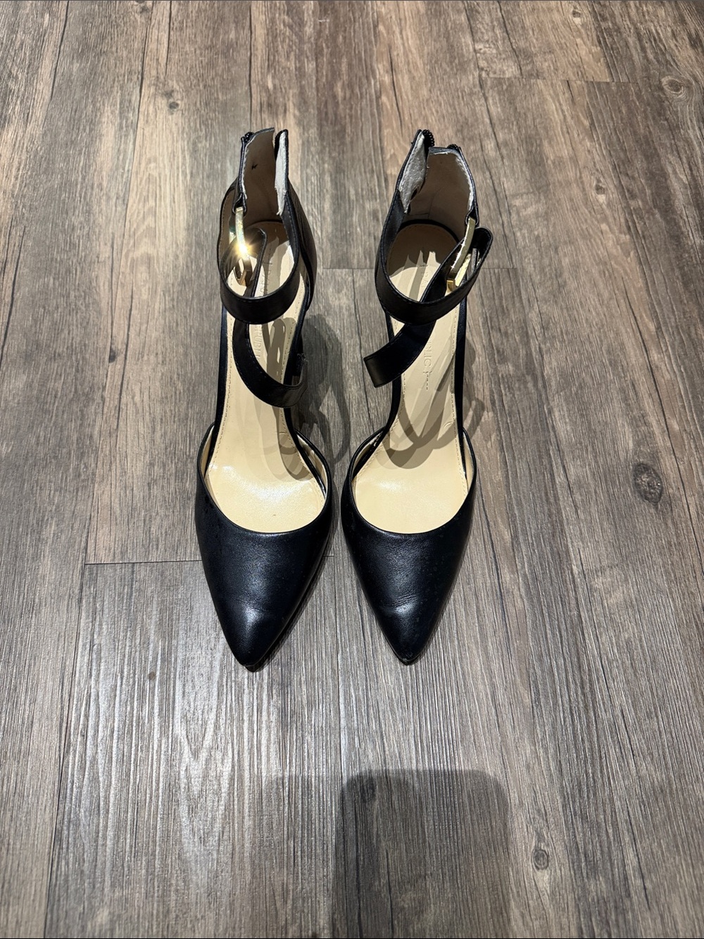 Banana Republic Black Pointed Ankle-Strap Heels